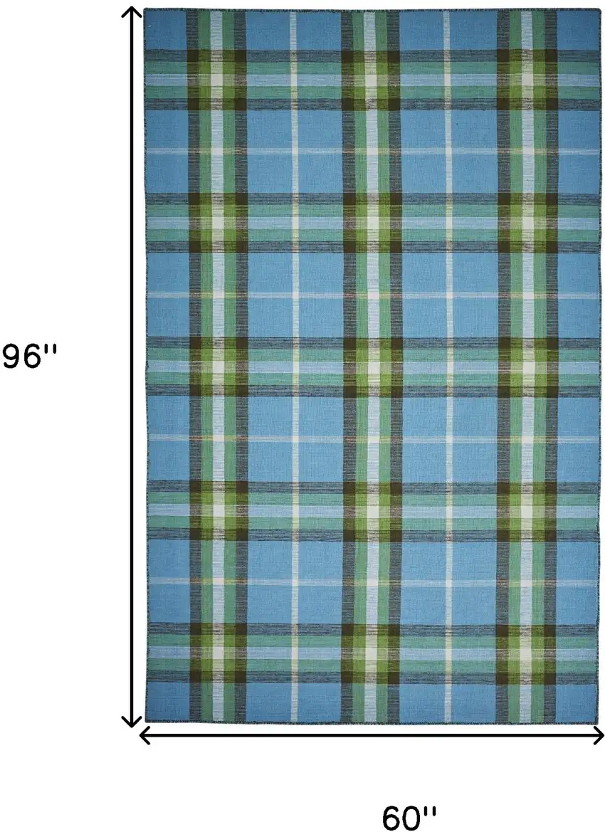 Blue and Green Abstract Hand Woven Area Rug Photo 3