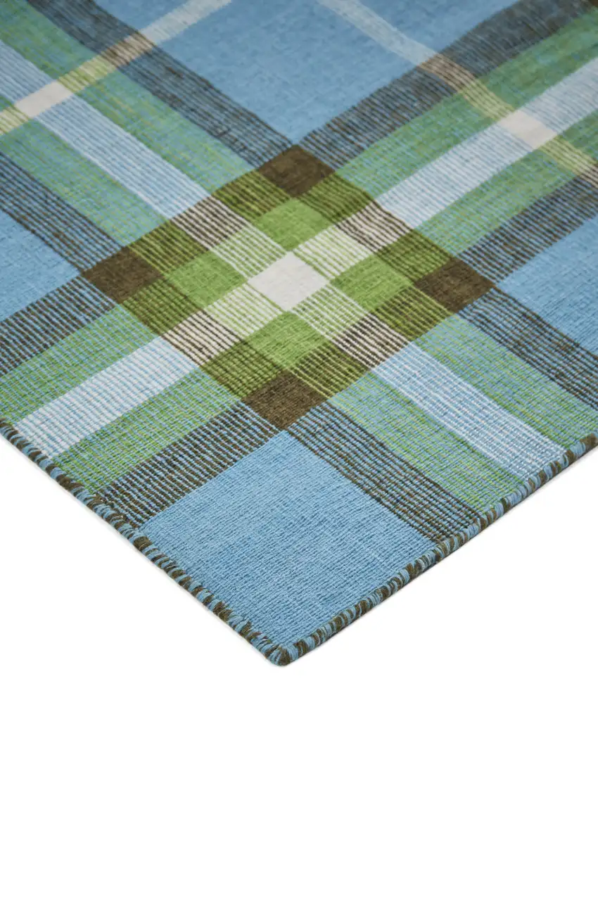Blue Green And Black Abstract Hand Woven Stain Resistant Area Rug Photo 8
