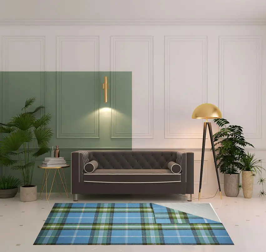 Blue Green And Black Abstract Hand Woven Stain Resistant Area Rug Photo 2