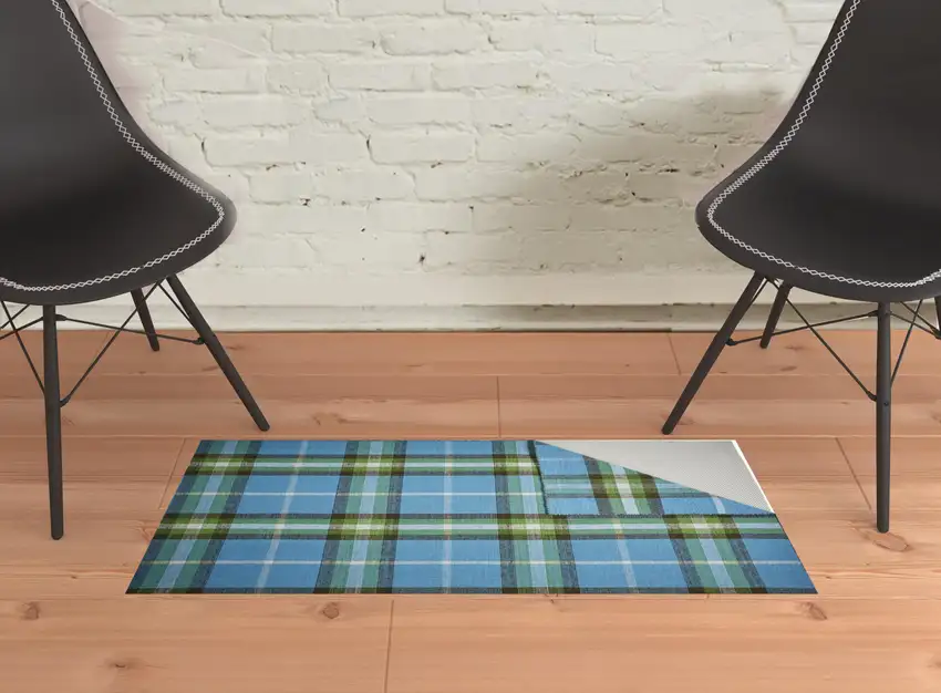 Blue Green And Black Abstract Hand Woven Stain Resistant Area Rug Photo 2