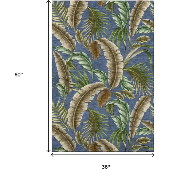 Blue Green And Brown Geometric Washable Area Rug With UV Protection Photo 3