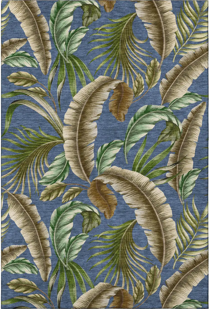 Blue Green And Brown Geometric Washable Area Rug With UV Protection Photo 3