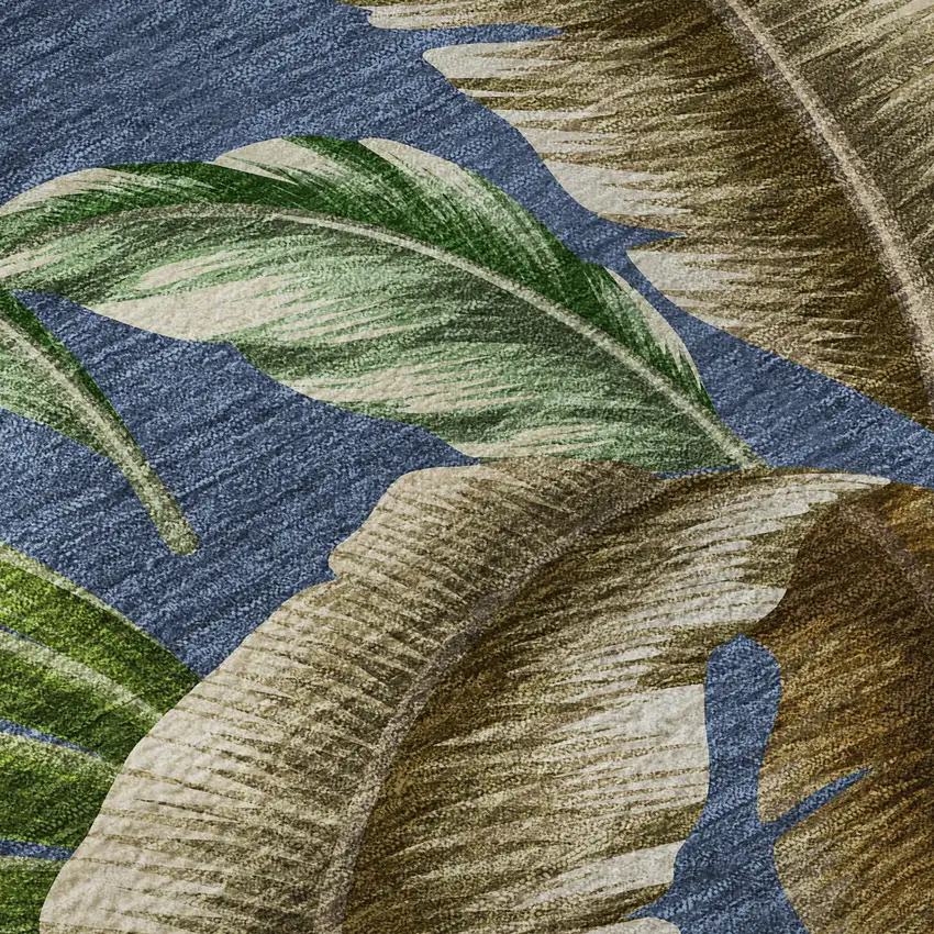 Blue Green And Brown Geometric Washable Area Rug With UV Protection Photo 9