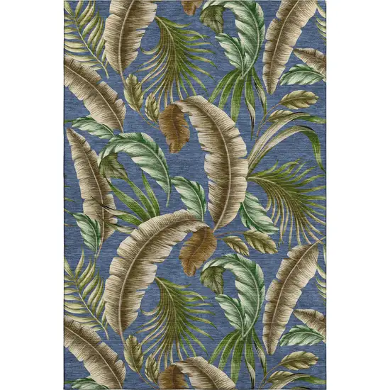 Blue Green And Brown Geometric Washable Area Rug With UV Protection Photo 1