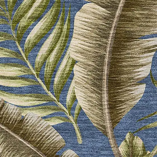 Blue Green And Brown Geometric Washable Area Rug With UV Protection Photo 3