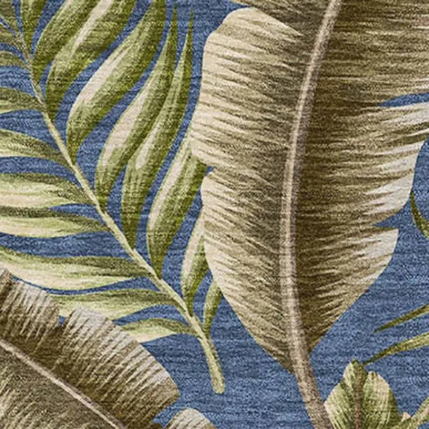 Blue Green And Brown Geometric Washable Area Rug With UV Protection Photo 3