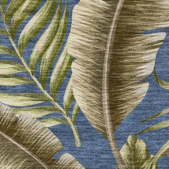 Blue Green And Brown Geometric Washable Area Rug With UV Protection Photo 3