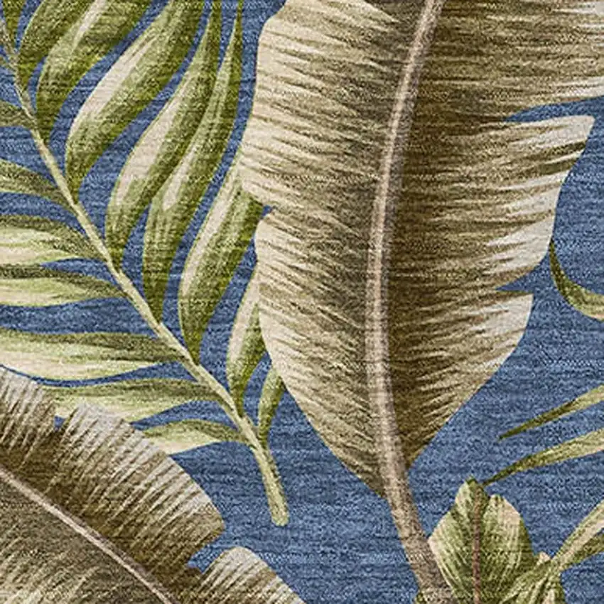 Blue Green And Brown Geometric Washable Area Rug With UV Protection Photo 3