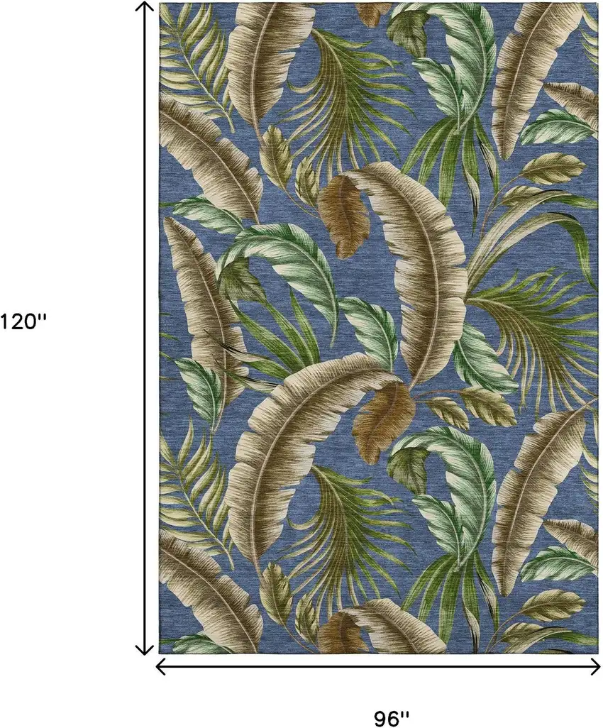 Blue Green And Brown Geometric Washable Area Rug With UV Protection Photo 3