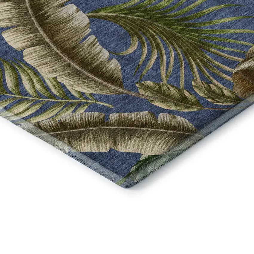 Blue Green And Brown Geometric Washable Area Rug With UV Protection Photo 8