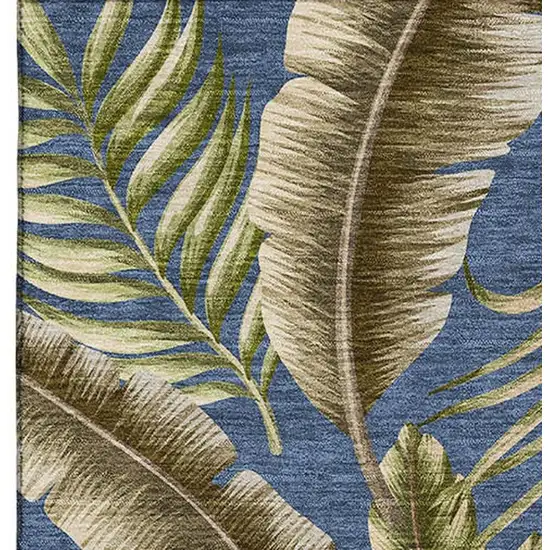 Blue Green And Brown Geometric Washable Area Rug With UV Protection Photo 4