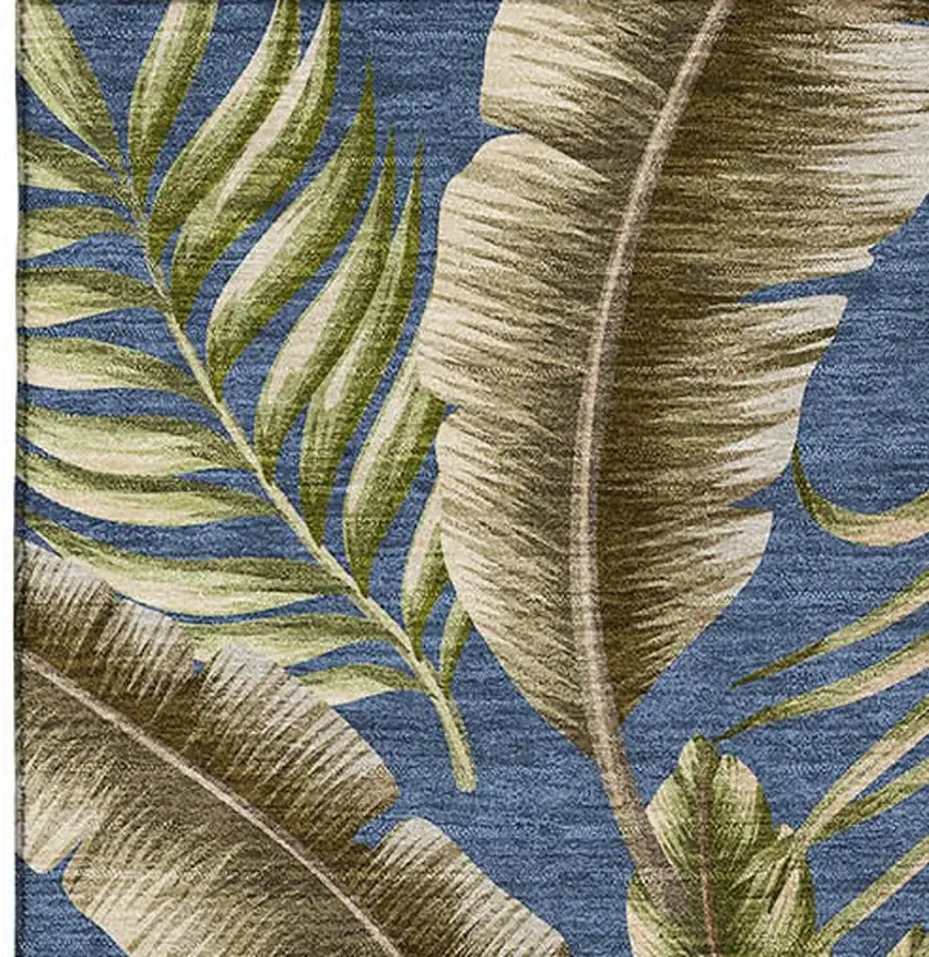 Blue Green And Brown Geometric Washable Area Rug With UV Protection Photo 4