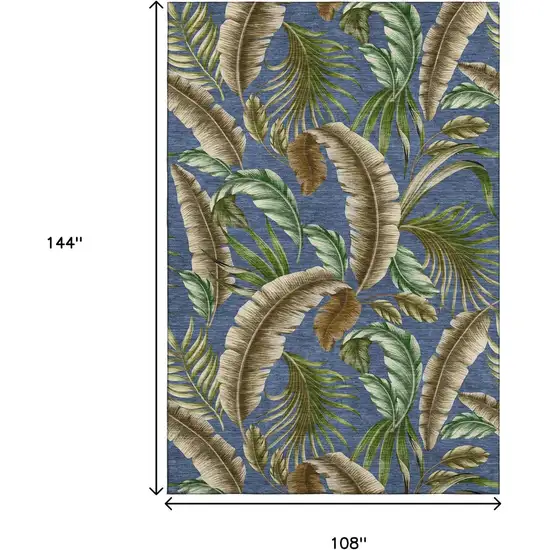 Blue Green And Brown Geometric Washable Area Rug With UV Protection Photo 3