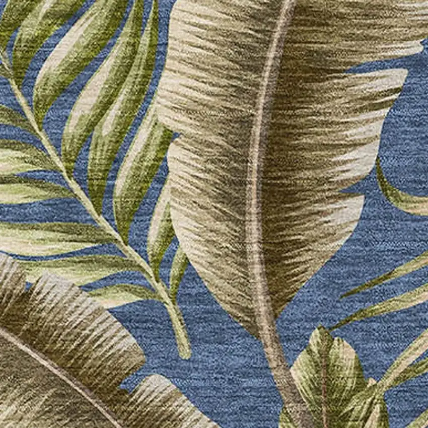 Blue Green And Brown Geometric Washable Area Rug With UV Protection Photo 3