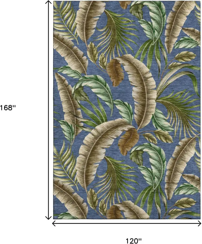 Blue Green And Brown Geometric Washable Area Rug With UV Protection Photo 3