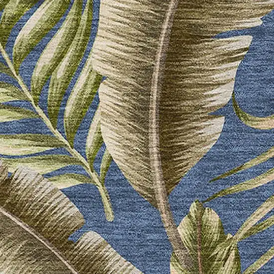 Blue Green And Brown Geometric Washable Area Rug With UV Protection Photo 3