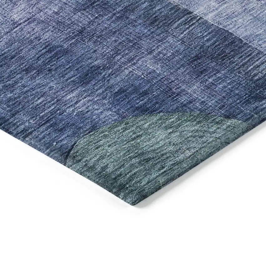 Blue Green And Copper Geometric Washable Indoor Outdoor Area Rug Photo 3