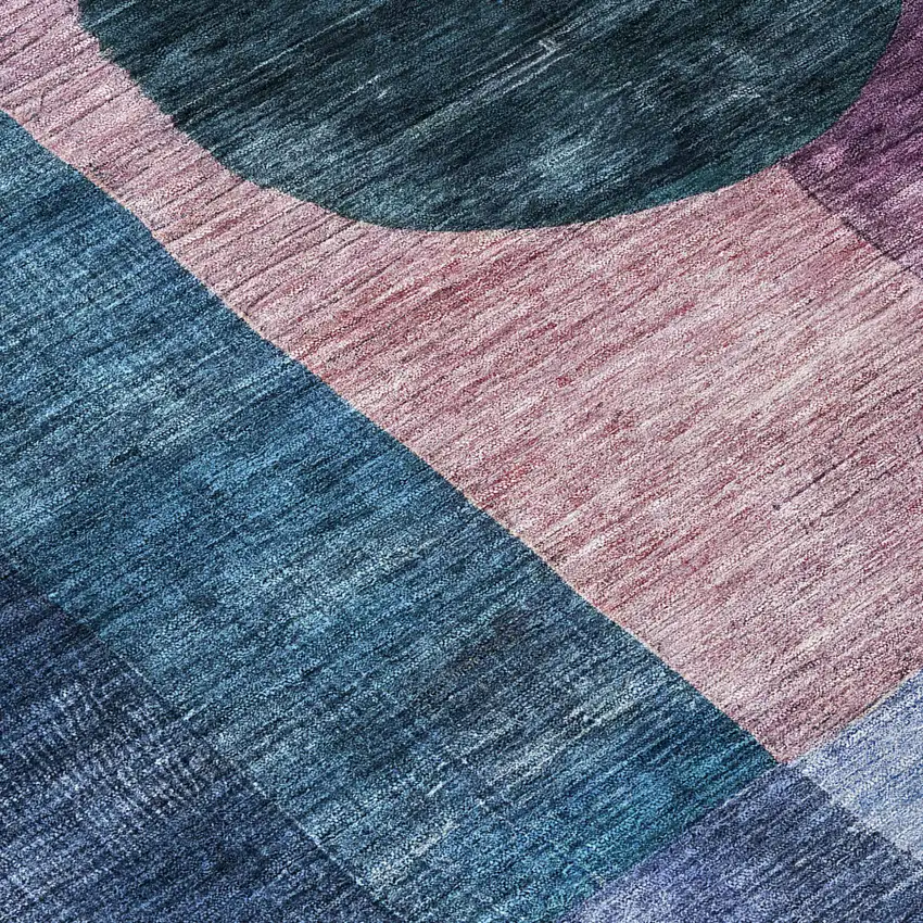 Blue Green And Copper Geometric Washable Indoor Outdoor Area Rug Photo 5