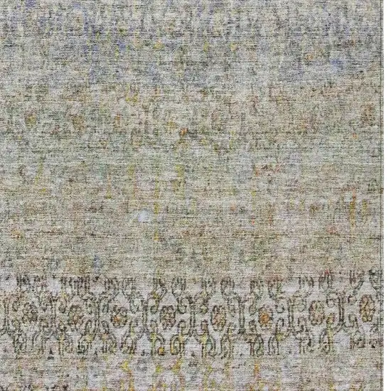 Blue Green And Gold Floral Washable Indoor Outdoor Area Rug Photo 6