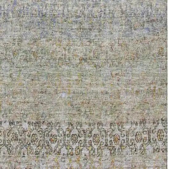 Blue Green And Gold Floral Washable Indoor Outdoor Area Rug Photo 6