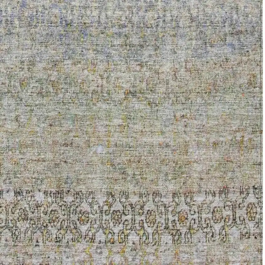 Blue Green And Gold Floral Washable Indoor Outdoor Area Rug Photo 6