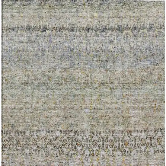 Blue Green And Gold Floral Washable Indoor Outdoor Area Rug Photo 7
