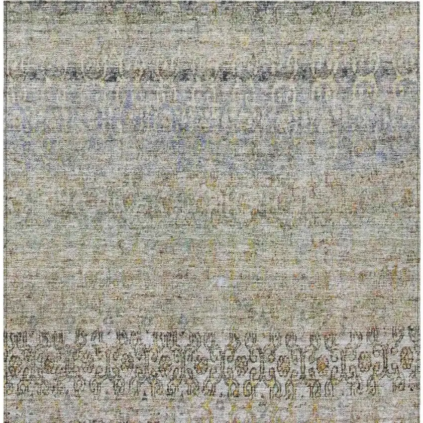 Blue Green And Gold Floral Washable Indoor Outdoor Area Rug Photo 7