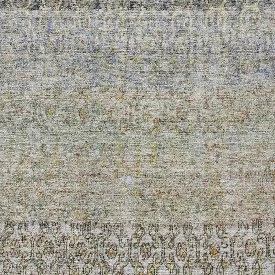 Blue Green And Gold Floral Washable Indoor Outdoor Area Rug Photo 6