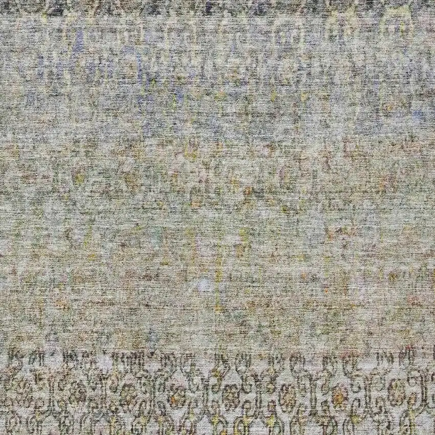 Blue Green And Gold Floral Washable Indoor Outdoor Area Rug Photo 6