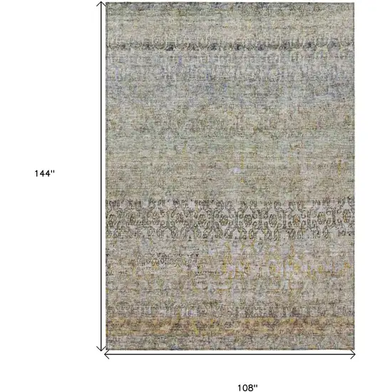 Blue Green And Gold Floral Washable Indoor Outdoor Area Rug Photo 3