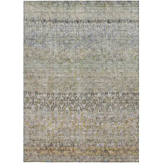 Blue Green And Gold Floral Washable Indoor Outdoor Area Rug Photo 6