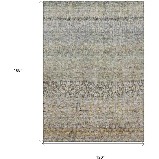 Blue Green And Gold Floral Washable Indoor Outdoor Area Rug Photo 3