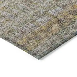 Photo of Blue Green And Gold Floral Washable Indoor Outdoor Area Rug