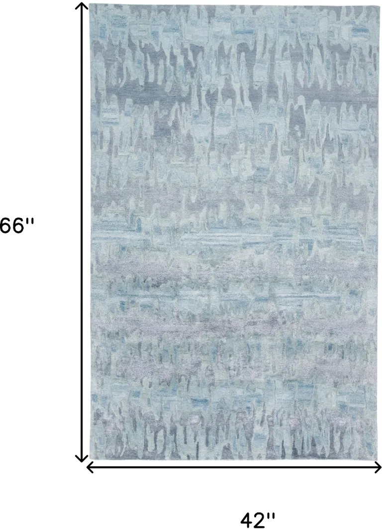 Blue Green And Gray Abstract Tufted Handmade Area Rug Photo 5