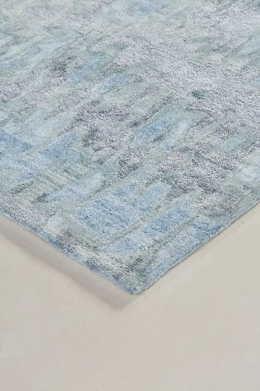Blue Green And Gray Abstract Tufted Handmade Area Rug Photo 8