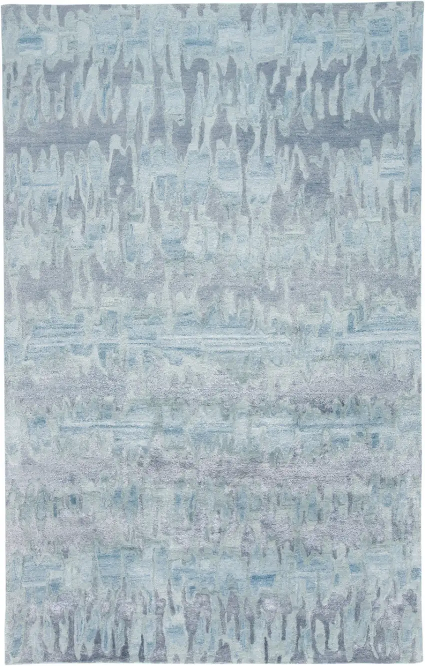Blue Green And Gray Abstract Tufted Handmade Area Rug Photo 5