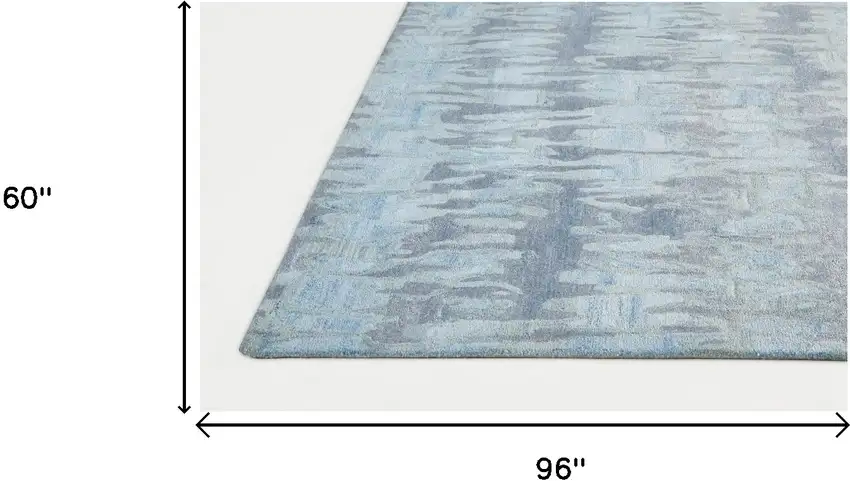 Blue Green And Gray Abstract Tufted Handmade Area Rug Photo 10