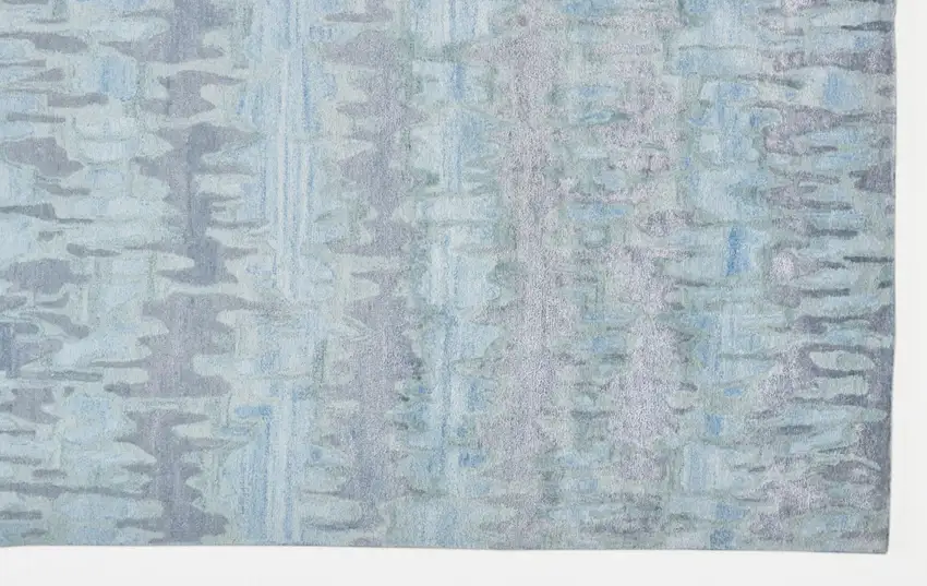 Blue Green And Gray Abstract Tufted Handmade Area Rug Photo 2