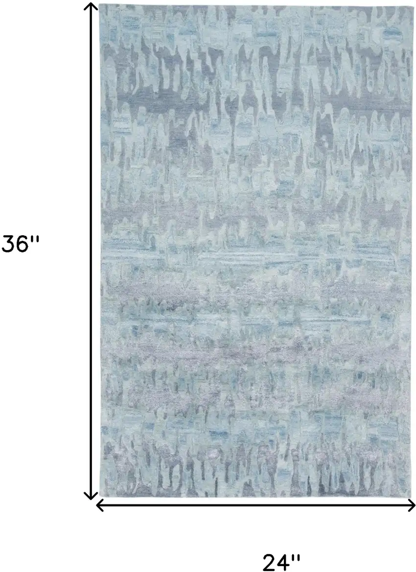 Blue Green And Gray Abstract Tufted Handmade Area Rug Photo 6