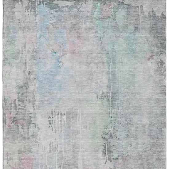 Blue Green And Gray Abstract Washable Area Rug With UV Protection Photo 4