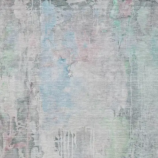 Blue Green And Gray Abstract Washable Area Rug With UV Protection Photo 3