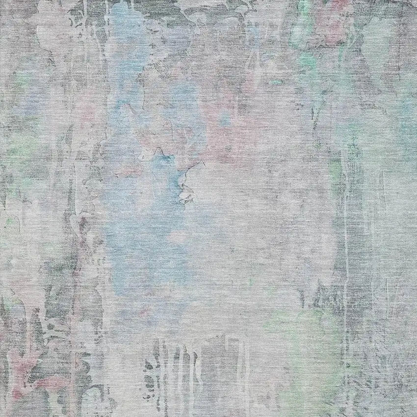 Blue Green And Gray Abstract Washable Area Rug With UV Protection Photo 3