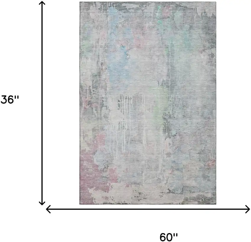 Blue Green And Gray Abstract Washable Area Rug With UV Protection Photo 3