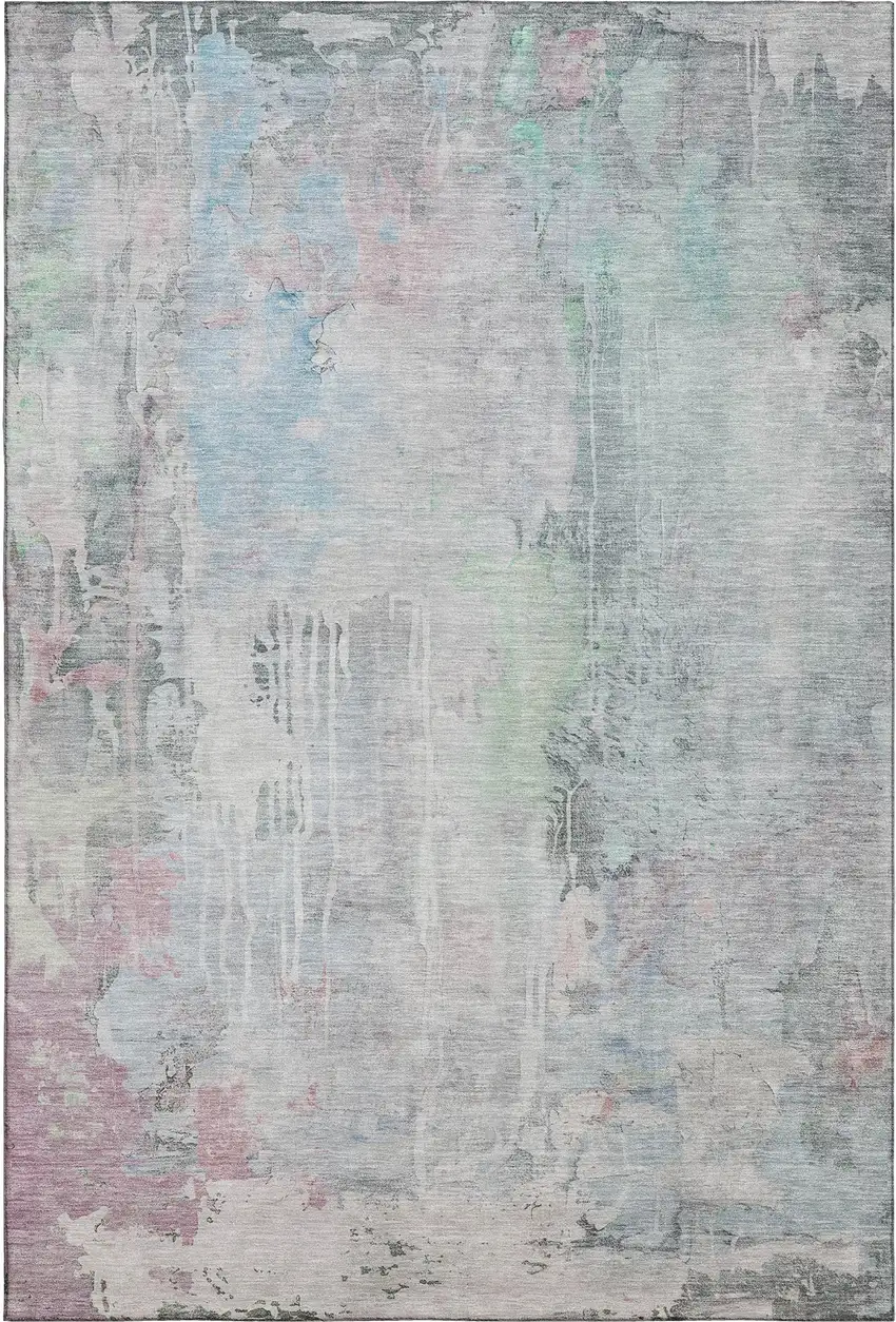 Blue Green And Gray Abstract Washable Area Rug With UV Protection Photo 4