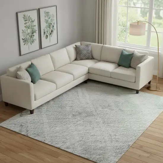 Blue Green And Gray Abstract Washable Area Rug With UV Protection Photo 2