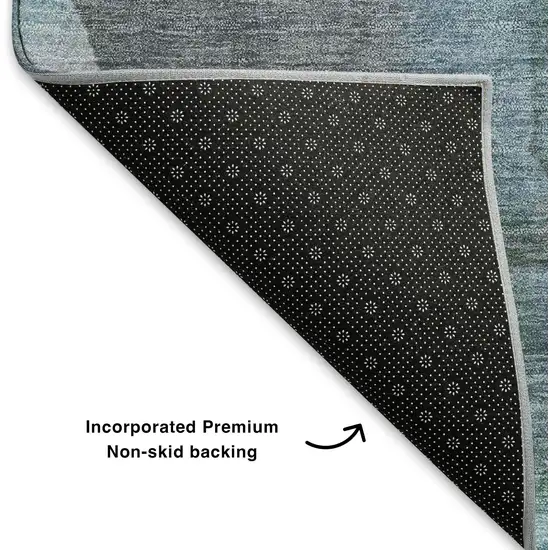 Blue Green And Gray Floral Washable Area Rug With UV Protection Photo 7