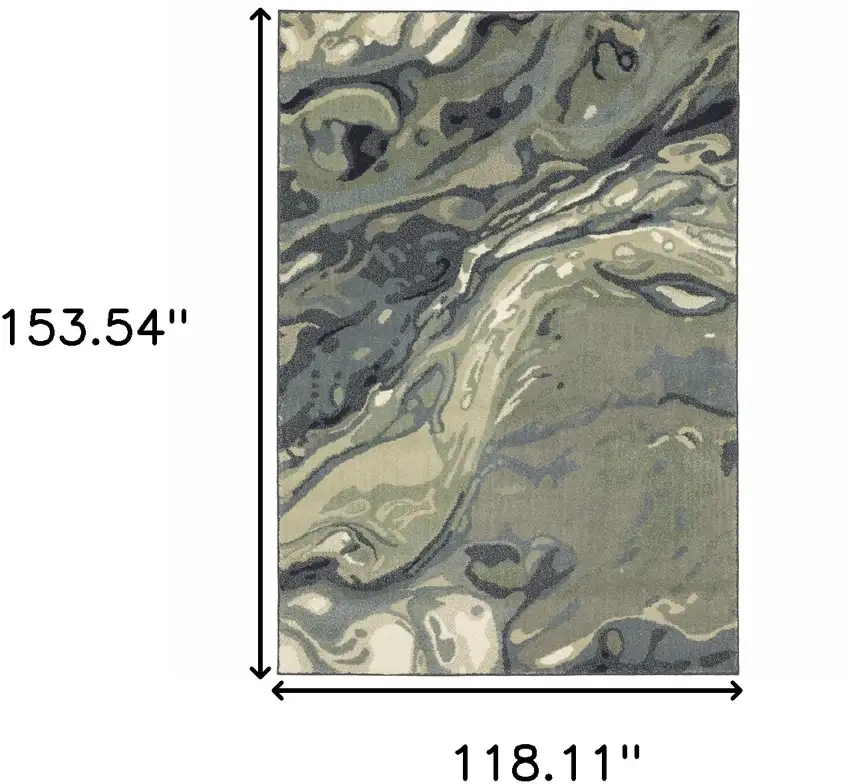 Blue Green And Grey Abstract Power Loom Stain Resistant Area Rug Photo 3