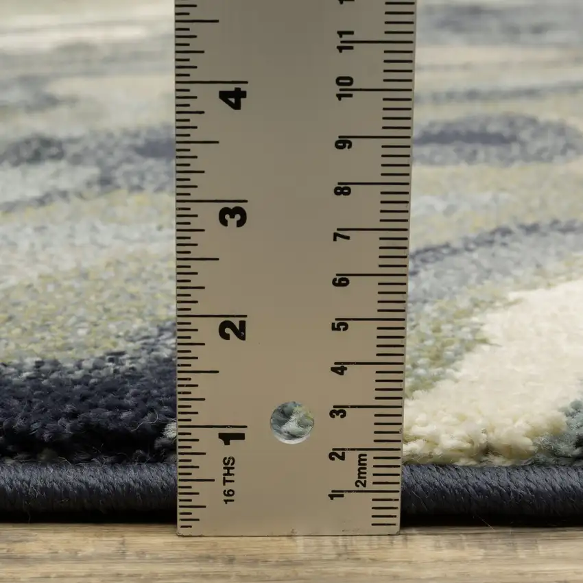 Blue Green And Grey Abstract Power Loom Stain Resistant Area Rug Photo 9