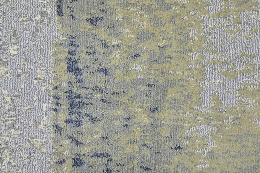 Blue Green And Ivory Abstract Power Loom Distressed Area Rug Photo 9
