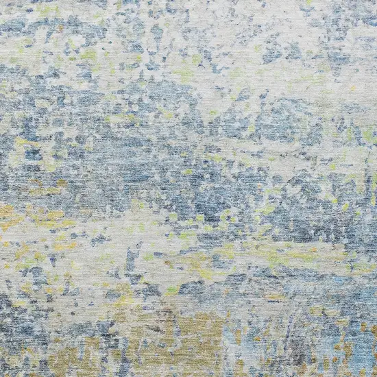 Blue Green And Ivory Abstract Washable Indoor Outdoor Area Rug Photo 6